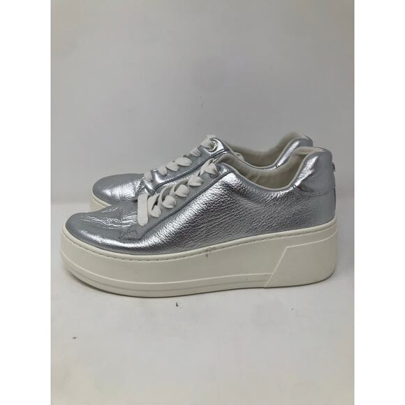 Dunne London Women Silver Metallic Lace Up Shoes Size 38 - Picture 4 of 12